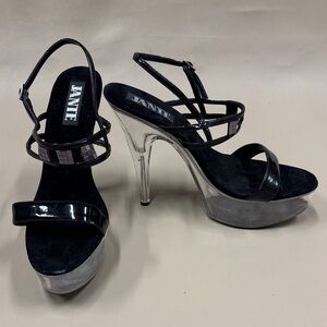 Jante Super Hot Black Strappy Women's Heels